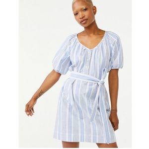 Free Assembly Women's Puff Sleeve Shirtdress- Standard and Plus Size